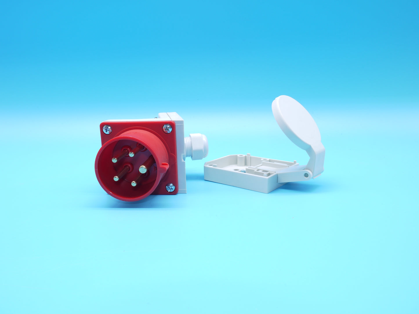 !♦ ♦ KS |►6 Stück◄|   CEE-Anbaustecker-Wand rot 5pol. 16A 400V mit Deckel